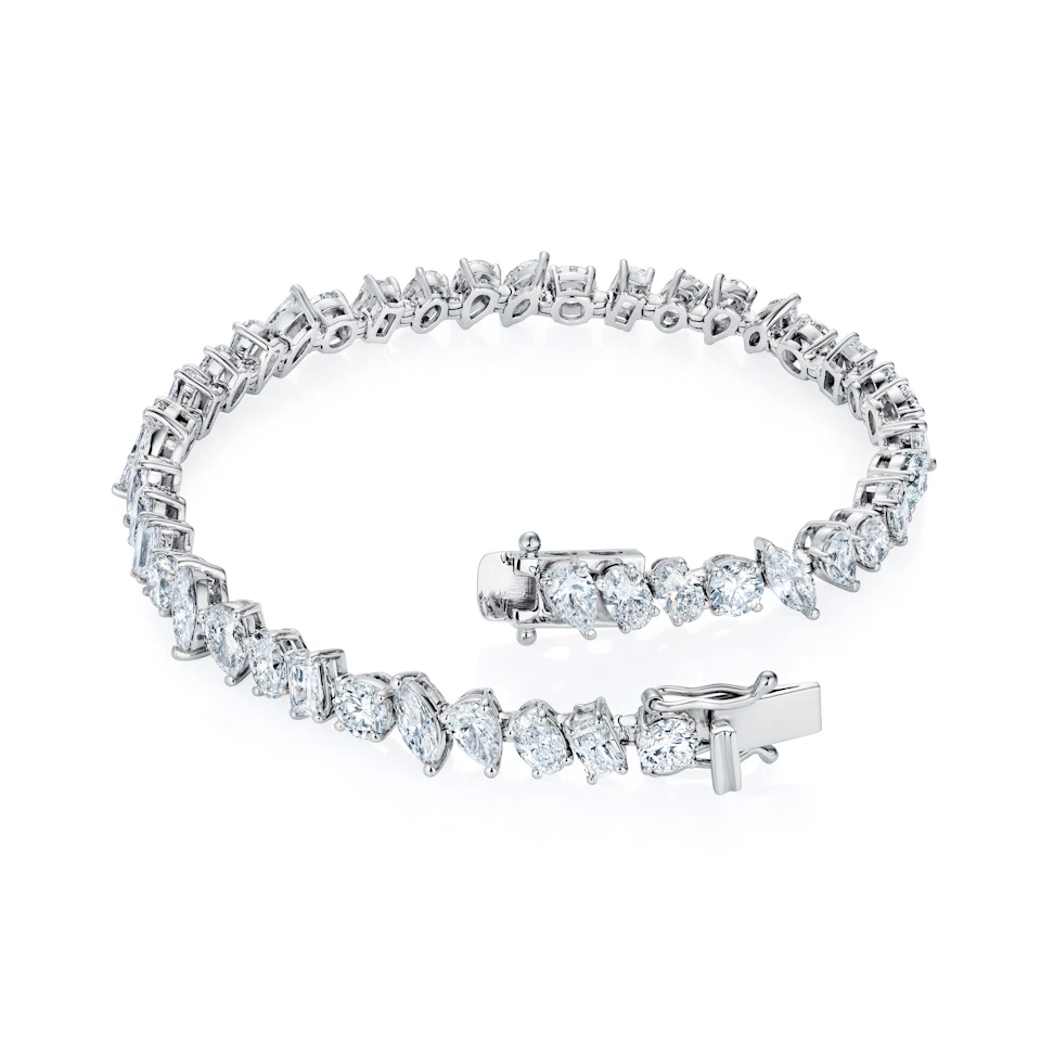 LUXE 10.00ct Lab Diamond Tennis Bracelet with IGI Certified Mixed-Cut Diamonds in 18K White Gold