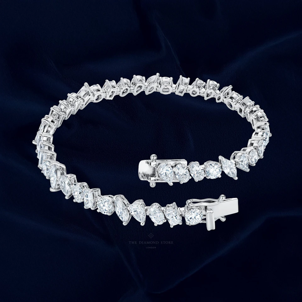 LUXE 10.00ct Lab Diamond Tennis Bracelet with IGI Certified Mixed-Cut Diamonds in 18K White Gold