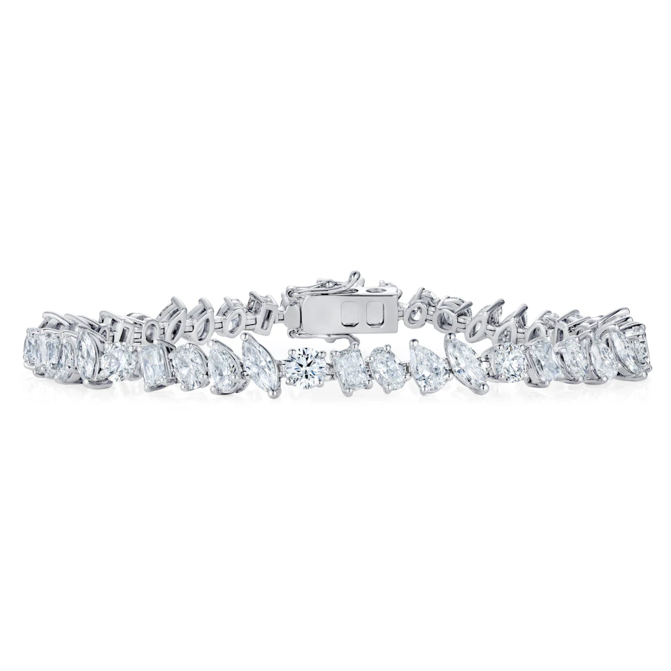 LUXE 10.00ct Lab Diamond Tennis Bracelet with IGI Certified Mixed-Cut Diamonds in 18K White Gold