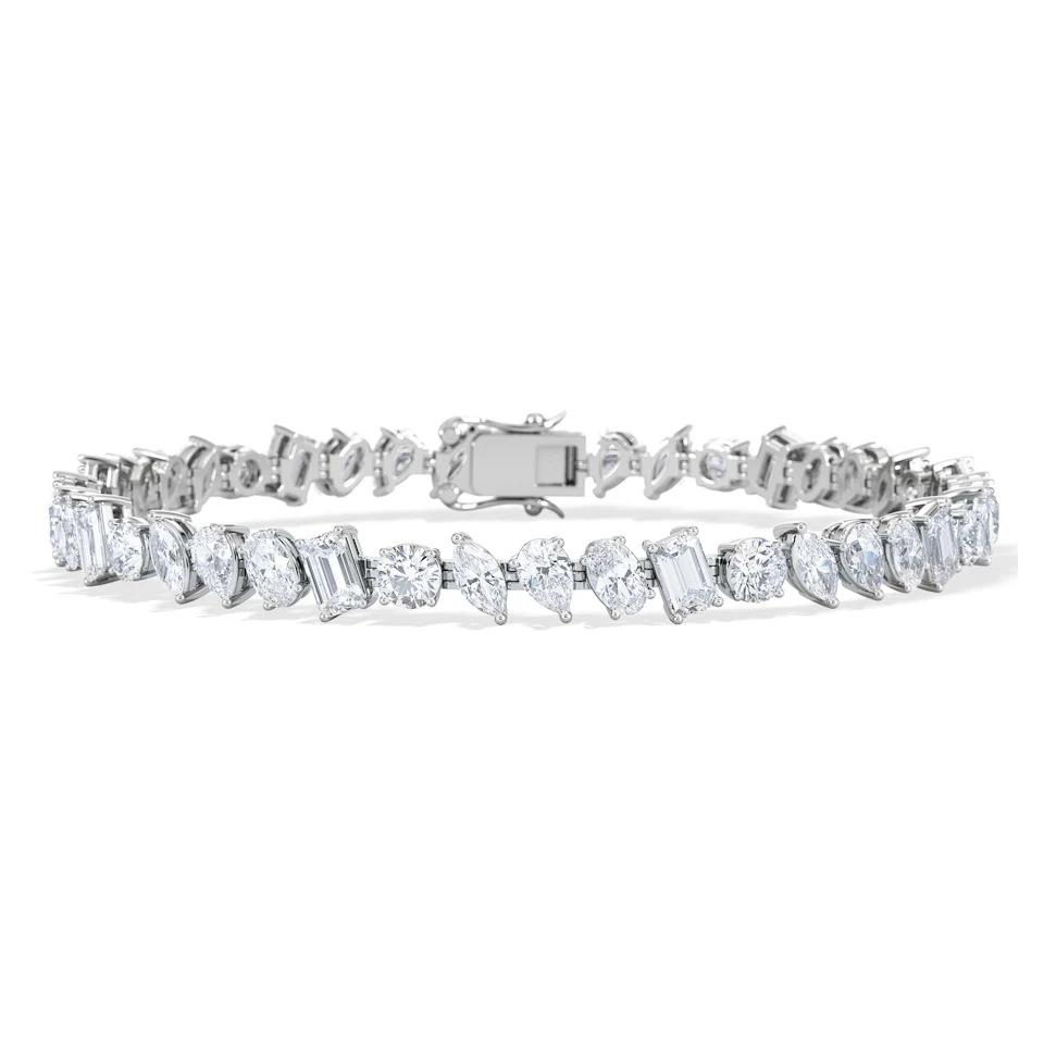 LUXE 10.00ct Lab Diamond Tennis Bracelet with IGI Certified Mixed-Cut Diamonds in 18K White Gold