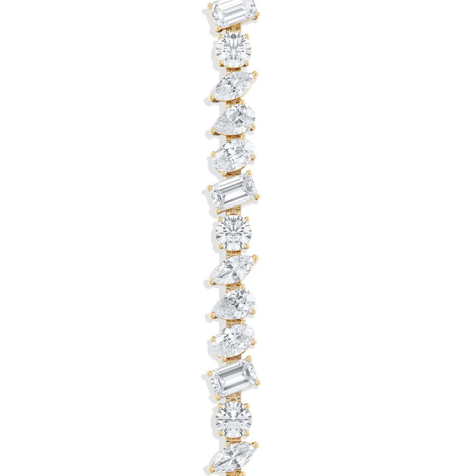 LUXE 10.00ct Lab Diamond Tennis Bracelet with IGI Certified Mixed-Cut Diamonds in 18K Yellow Gold
