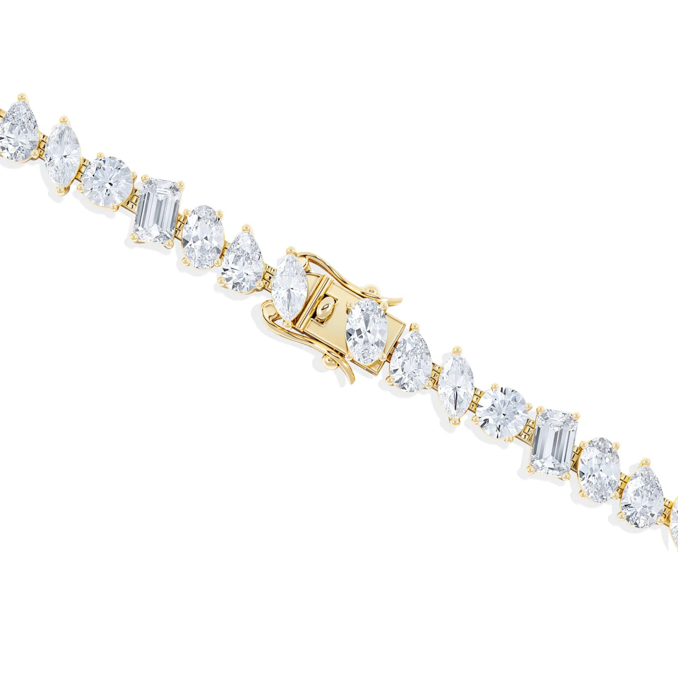 LUXE 10.00ct Lab Diamond Tennis Bracelet with IGI Certified Mixed-Cut Diamonds in 18K Yellow Gold