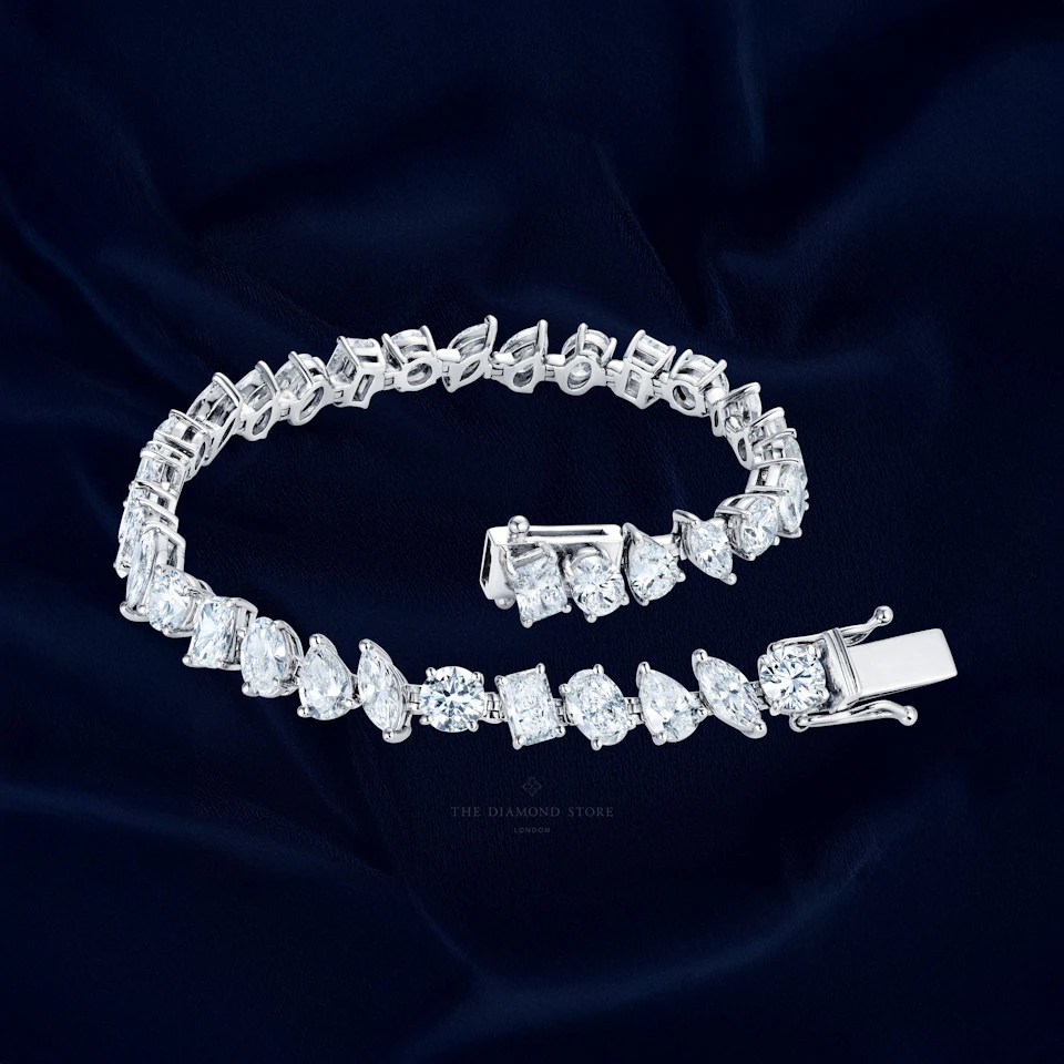 LUXE 12.00ct Lab Diamond Tennis Bracelet with IGI Certified Mixed-Cut Diamonds in 18K White Gold