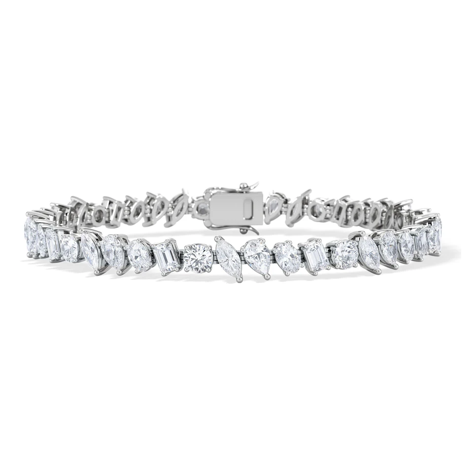 LUXE 12.00ct Lab Diamond Tennis Bracelet with IGI Certified Mixed-Cut Diamonds in 18K White Gold