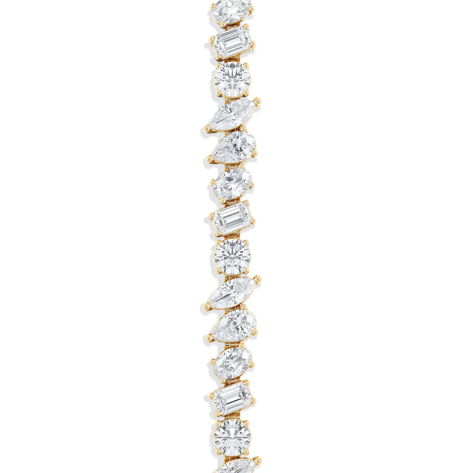 LUXE 12.00ct Lab Diamond Tennis Bracelet with IGI Certified Mixed-Cut Diamonds in 18K Yellow Gold