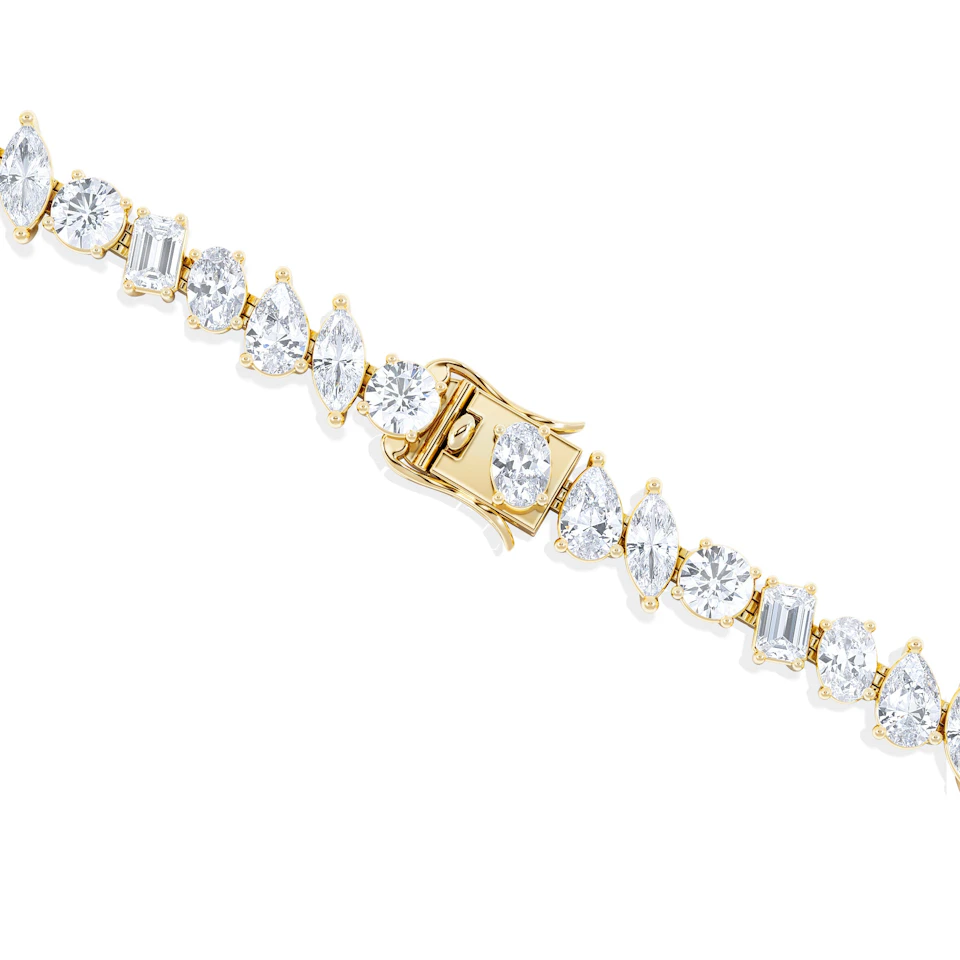 LUXE 12.00ct Lab Diamond Tennis Bracelet with IGI Certified Mixed-Cut Diamonds in 18K Yellow Gold