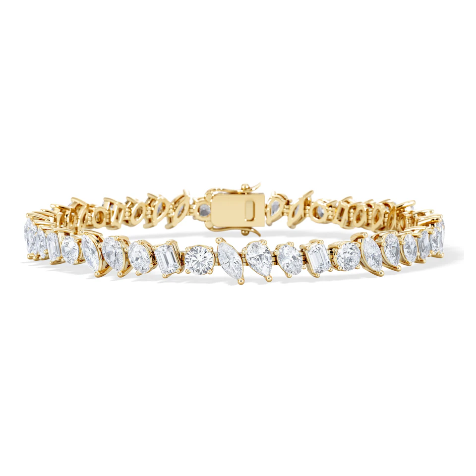 LUXE 12.00ct Lab Diamond Tennis Bracelet with IGI Certified Mixed-Cut Diamonds in 18K Yellow Gold