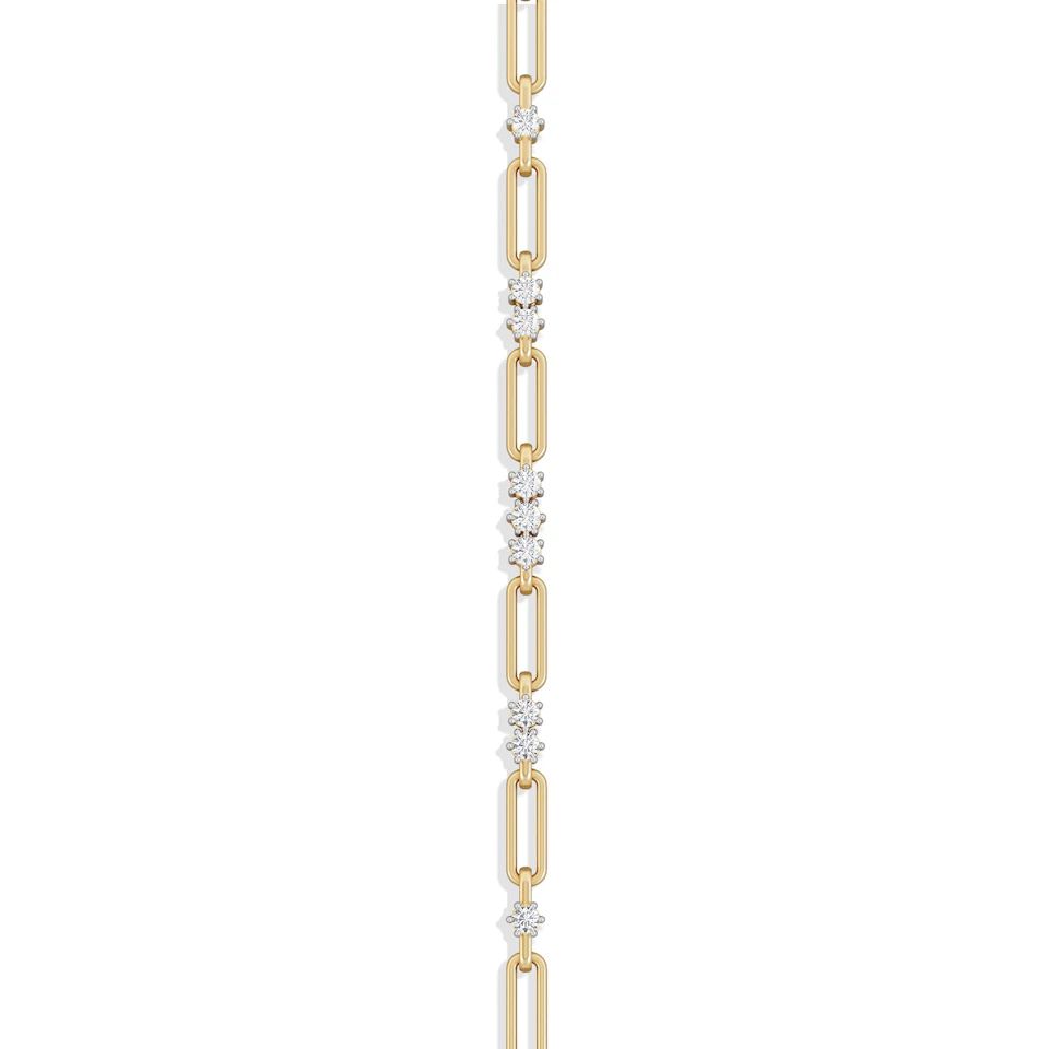 Paperclip 0.75ct Lab Diamond Link Bracelet in 18K Yellow Gold