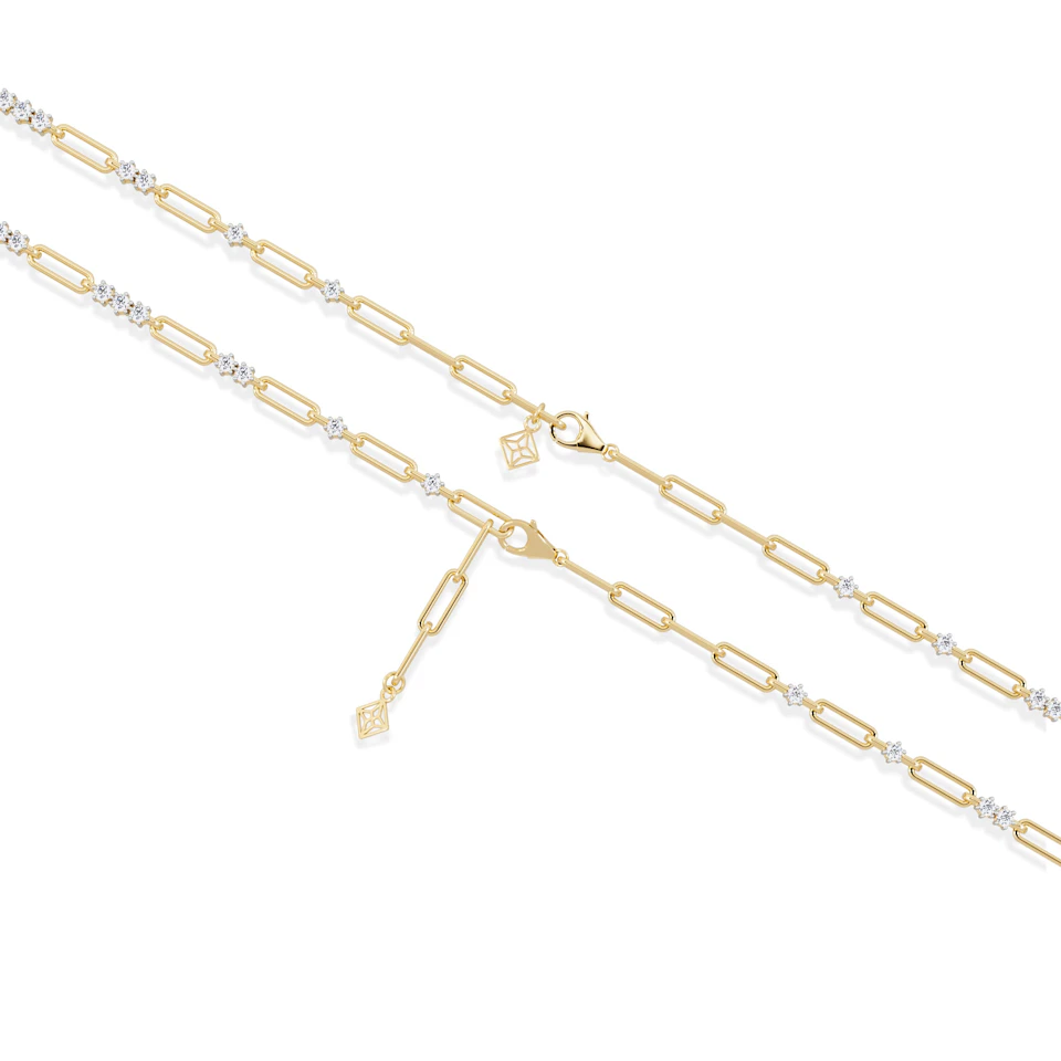 Paperclip 0.75ct Lab Diamond Link Bracelet in 18K Yellow Gold