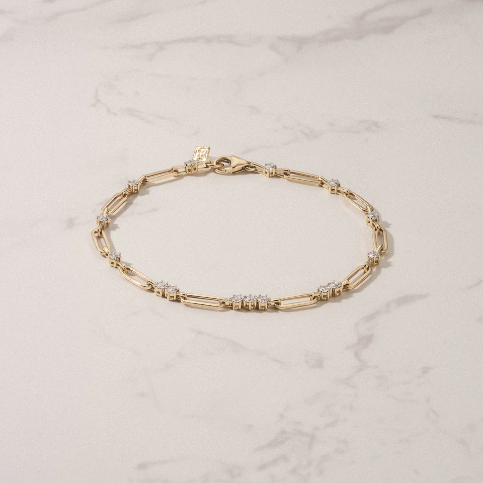 Paperclip 0.75ct Lab Diamond Link Bracelet in 18K Yellow Gold