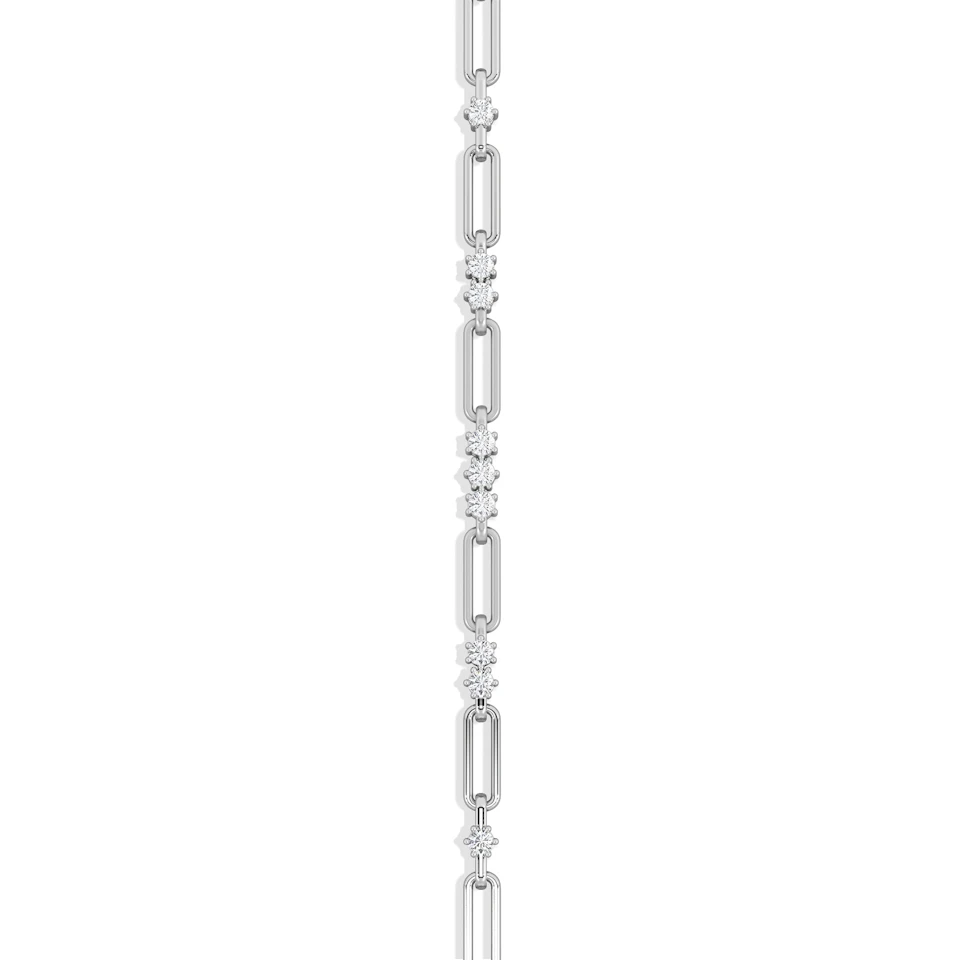 Paperclip 0.75ct Lab Diamond Link Bracelet in 18K White Gold