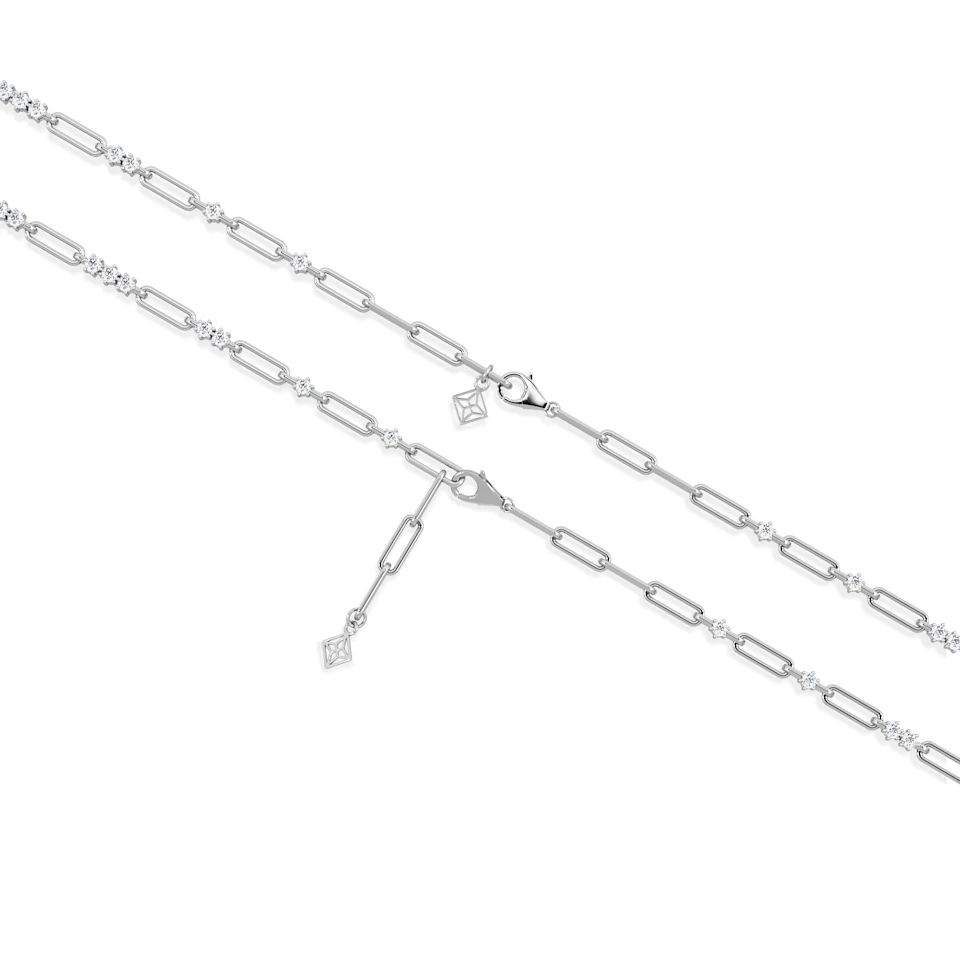 Paperclip 0.75ct Lab Diamond Link Bracelet in 18K White Gold