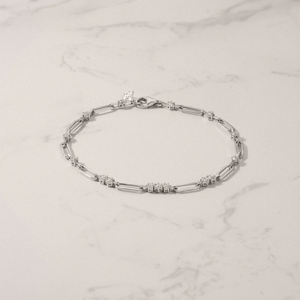 Paperclip 0.75ct Lab Diamond Link Bracelet in 18K White Gold