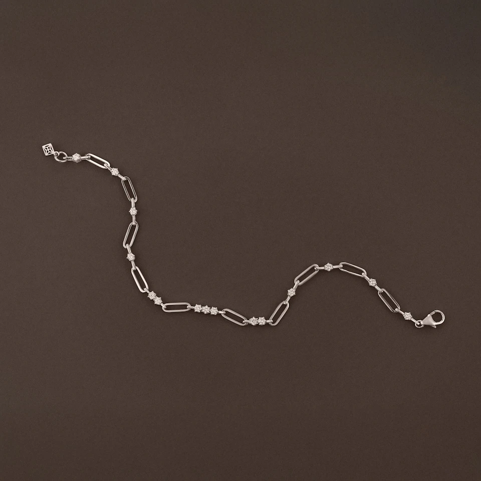 Paperclip 0.75ct Lab Diamond Link Bracelet in 18K White Gold