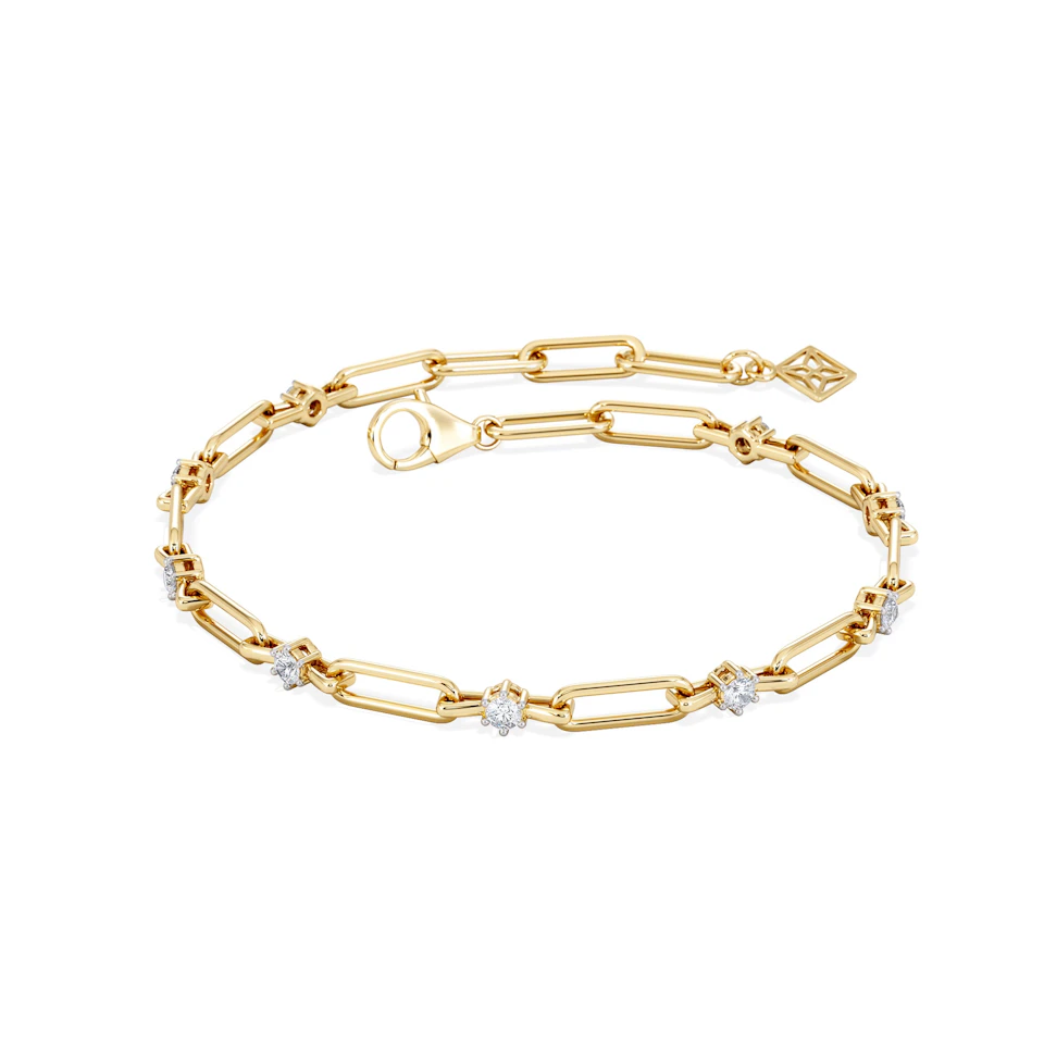 Paperclip 0.36ct Lab Diamond Link Bracelet in 18K Yellow Gold