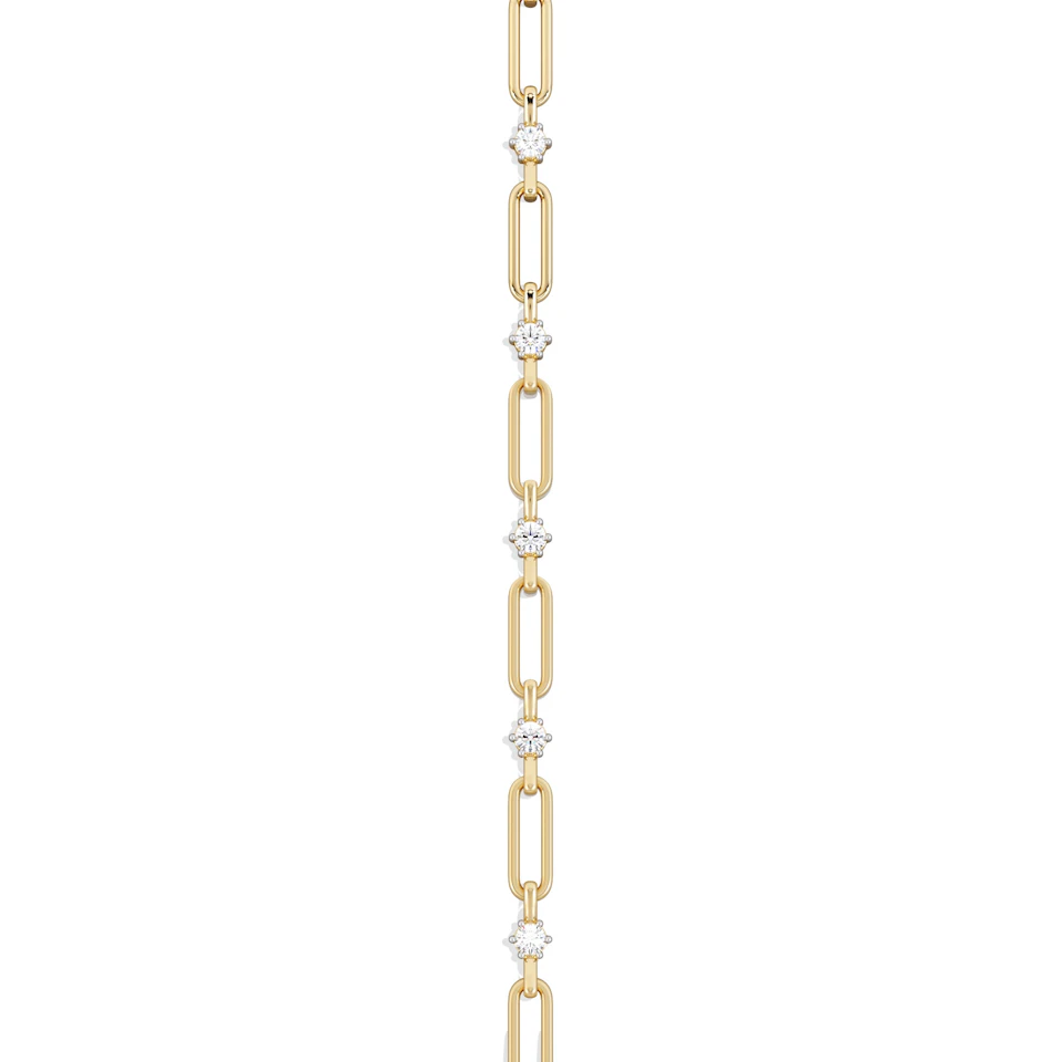 Paperclip 0.36ct Lab Diamond Link Bracelet in 18K Yellow Gold