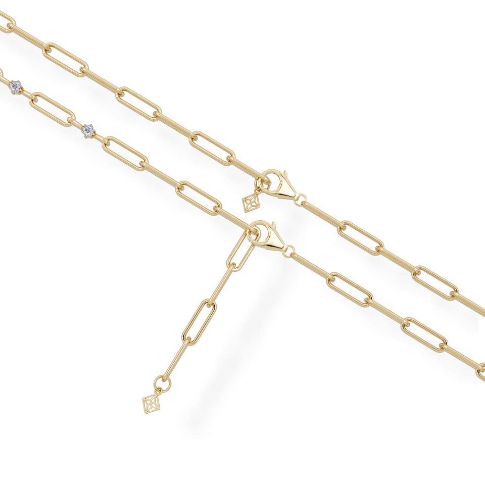 Paperclip 0.36ct Lab Diamond Link Bracelet in 18K Yellow Gold