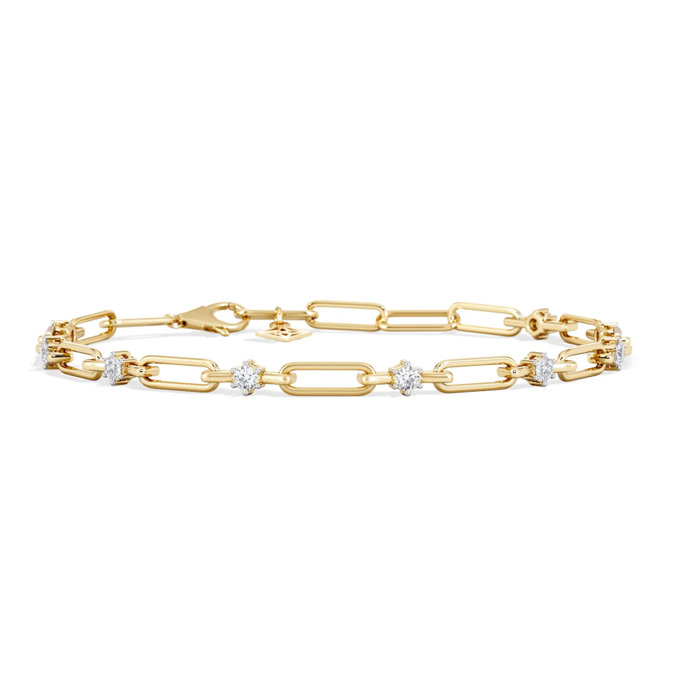 Paperclip 0.36ct Lab Diamond Link Bracelet in 18K Yellow Gold