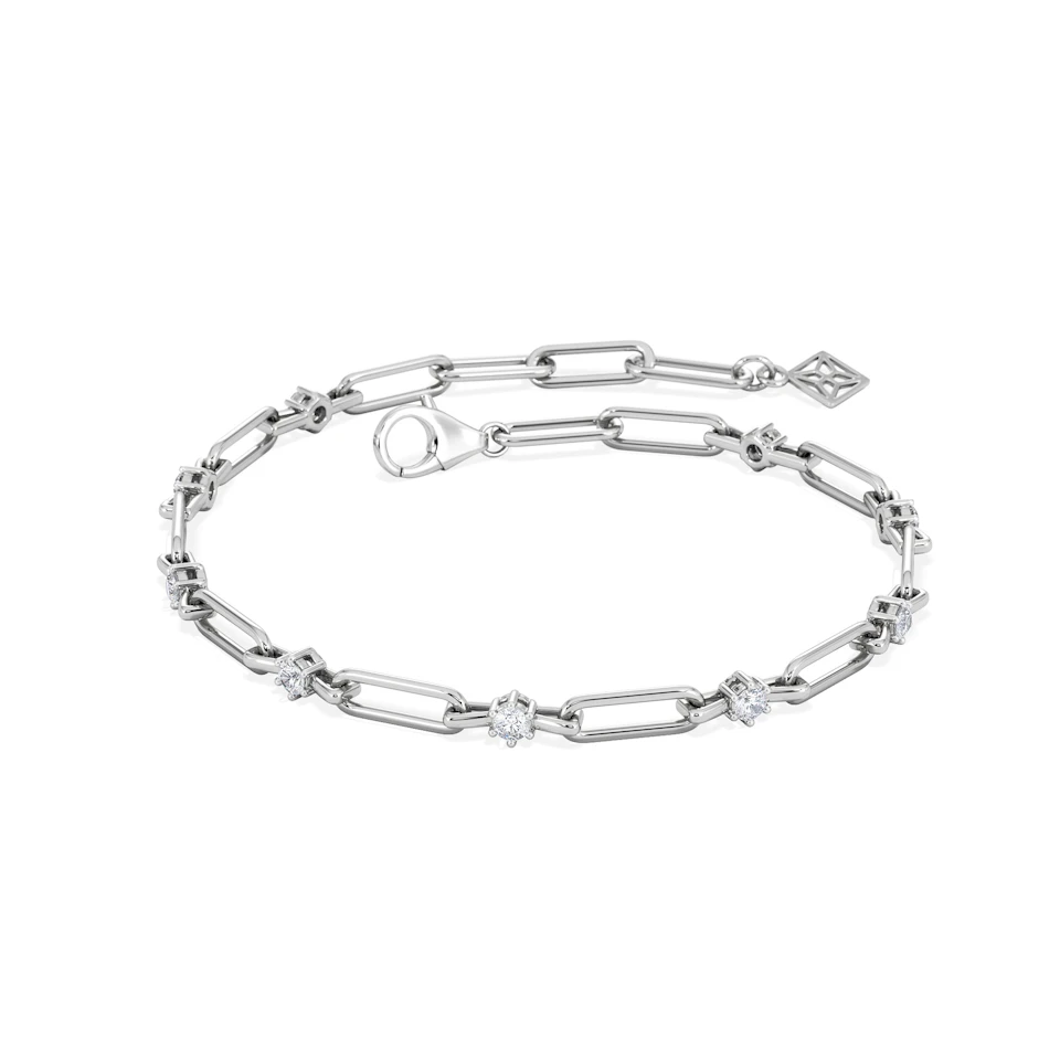 Paperclip 0.36ct Lab Diamond Link Bracelet in 18K White Gold