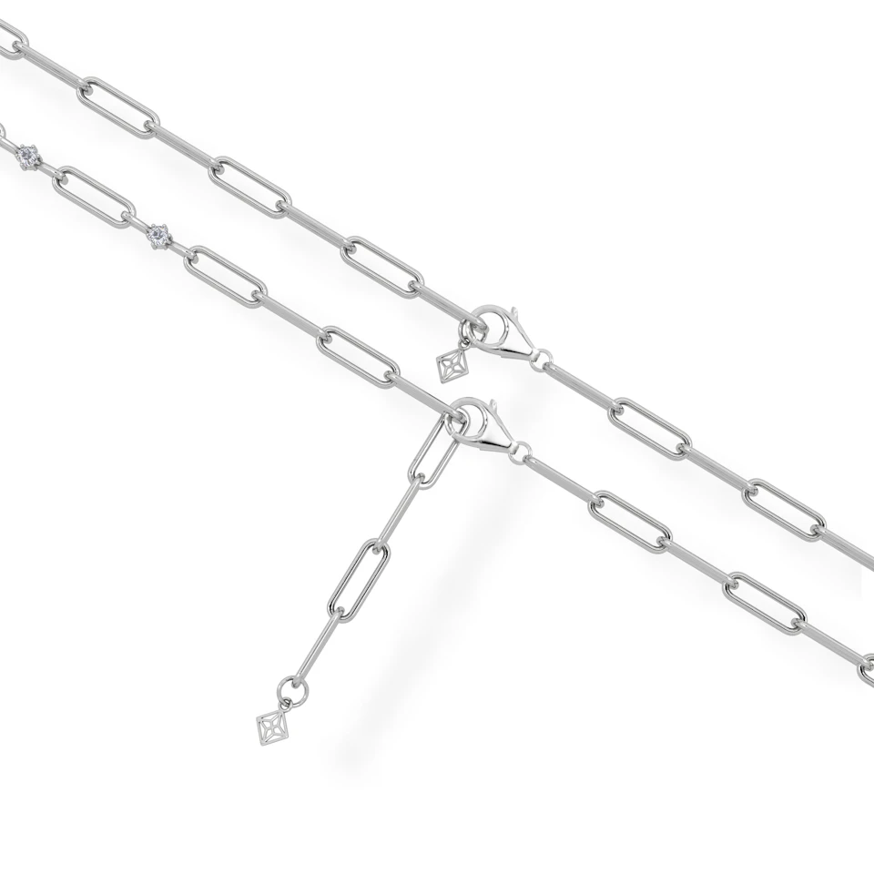 Paperclip 0.36ct Lab Diamond Link Bracelet in 18K White Gold