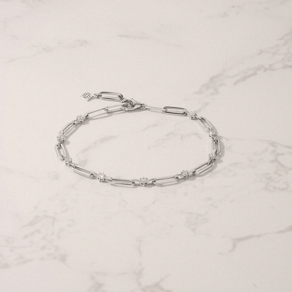 Paperclip 0.36ct Lab Diamond Link Bracelet in 18K White Gold