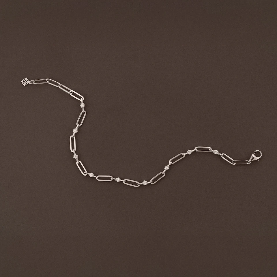 Paperclip 0.36ct Lab Diamond Link Bracelet in 18K White Gold