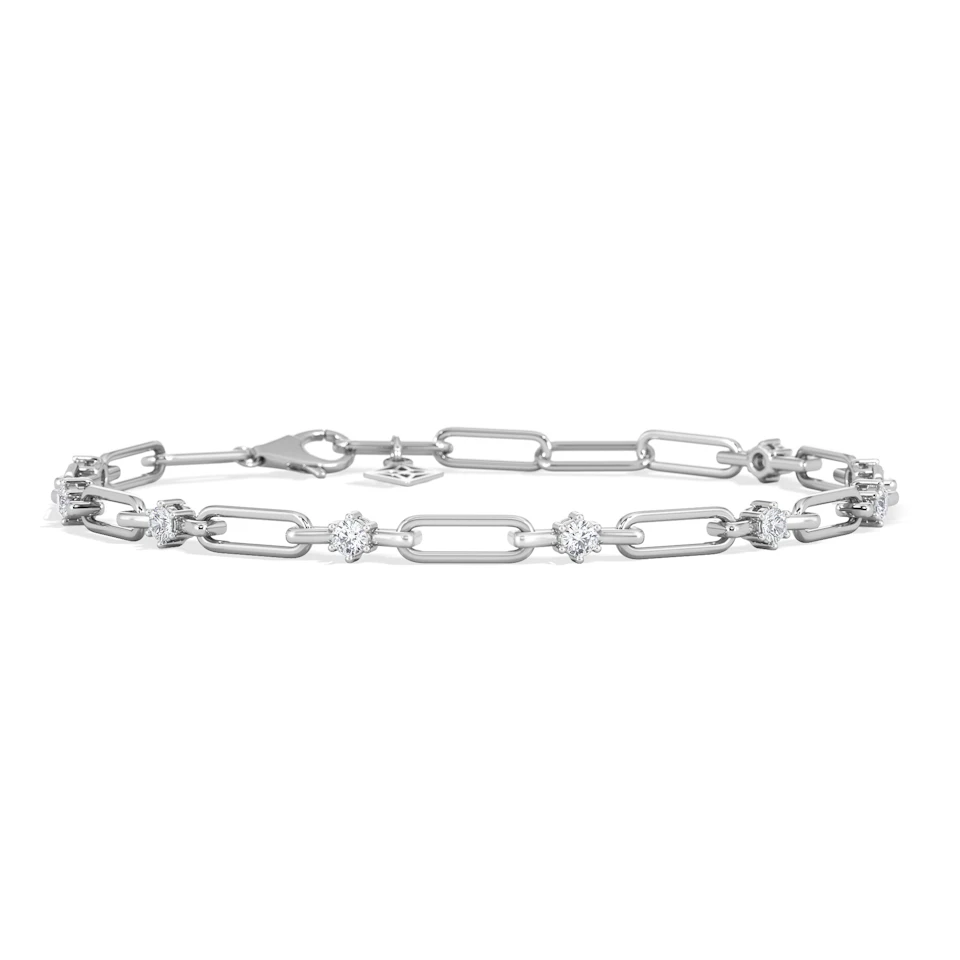 Paperclip 0.36ct Lab Diamond Link Bracelet in 18K White Gold