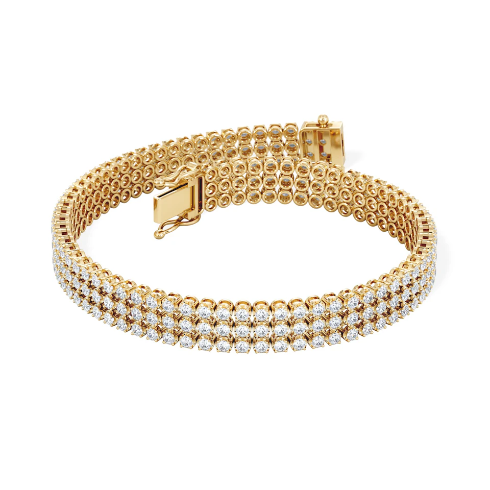 Soirée 4.15ct Round Cut Lab Diamond Tennis Bracelet in 18K Yellow Gold