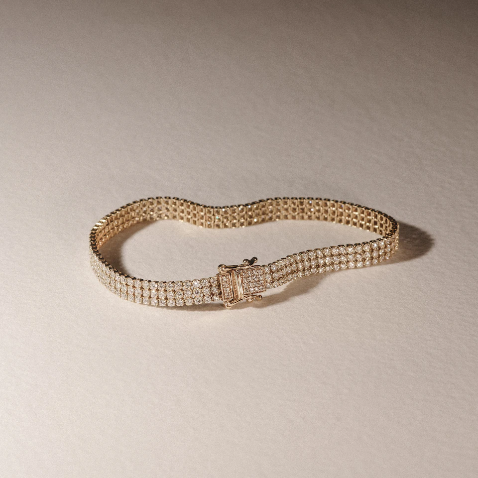 Soirée 4.15ct Round Cut Lab Diamond Tennis Bracelet in 18K Yellow Gold