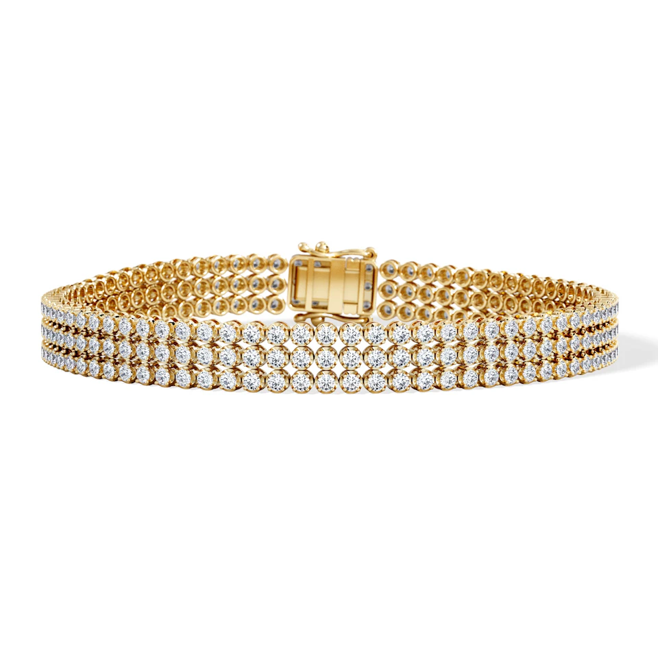 Soirée 4.15ct Round Cut Lab Diamond Tennis Bracelet in 18K Yellow Gold