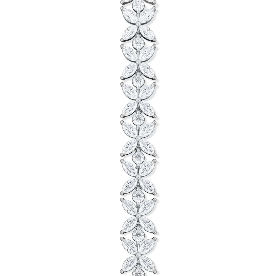 Luxe Floral 7.00ct Marquise and Round Cut Lab Diamond Tennis Bracelet in 18K White Gold