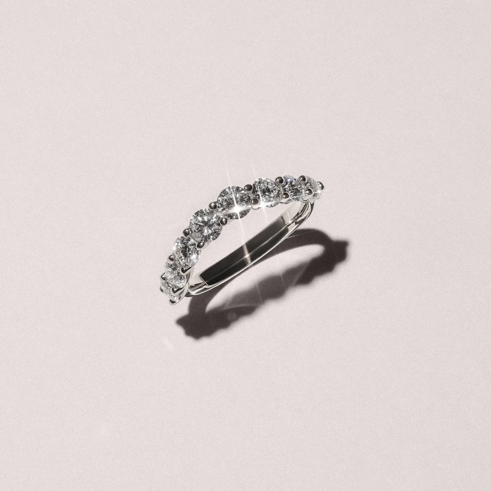 Legacy 1.73ct Round Cut Lab Diamond Half Eternity Ring in Platinum