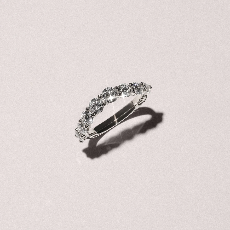 Legacy 1.73ct Round Cut Lab Diamond Half Eternity Ring in 18K White Gold