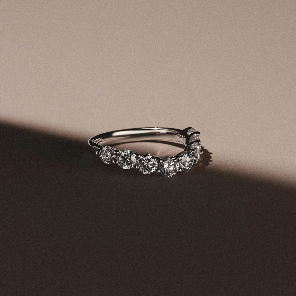 Legacy 1.73ct Round Cut Lab Diamond Half Eternity Ring in Platinum