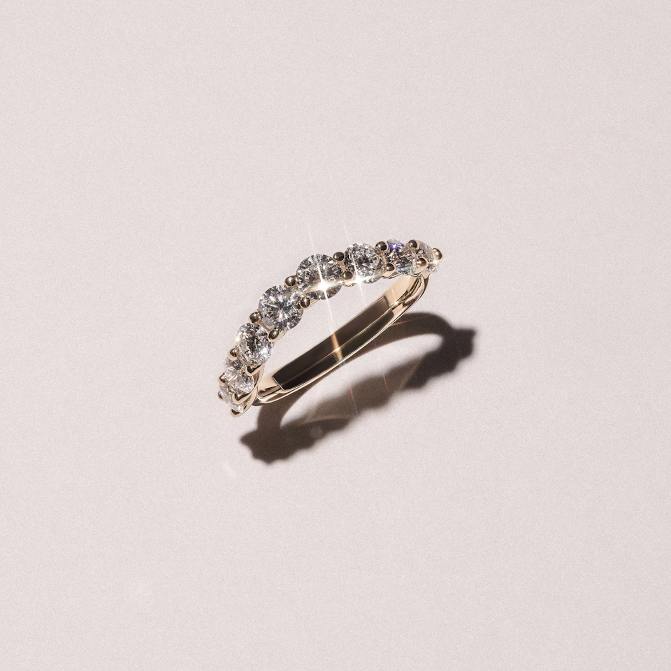 Legacy 1.73ct Round Cut Lab Diamond Half Eternity Ring in 18K Yellow Gold