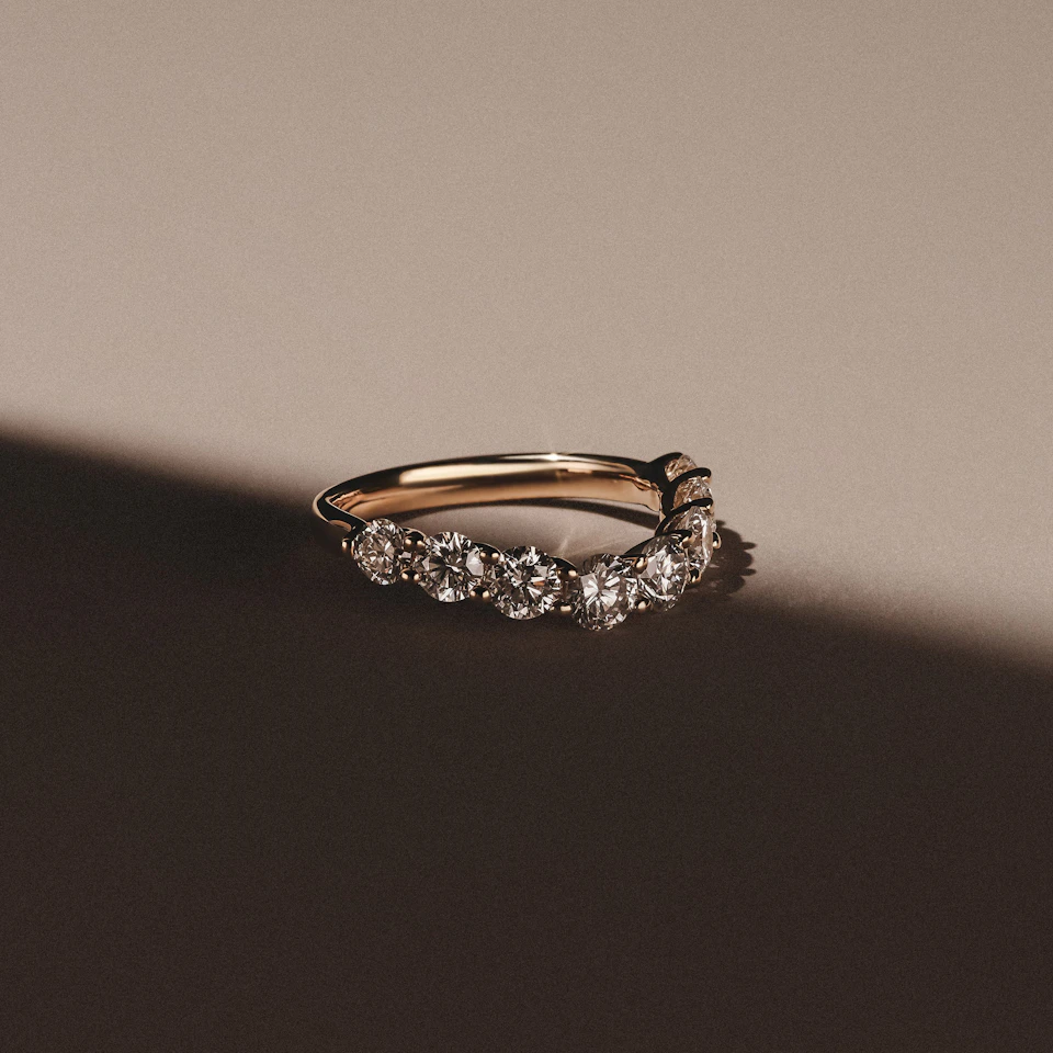 Legacy 1.73ct Round Cut Lab Diamond Half Eternity Ring in 18K Yellow Gold