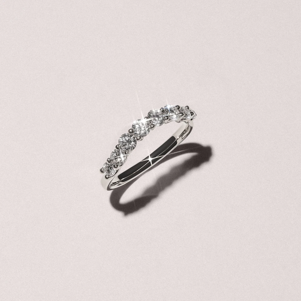 Legacy 0.90ct Round Cut Lab Diamond Half Eternity Ring in 18K White Gold