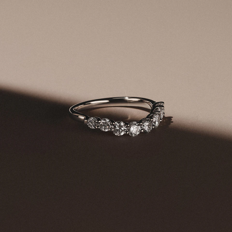 Legacy 0.90ct Round Cut Lab Diamond Half Eternity Ring in 18K White Gold