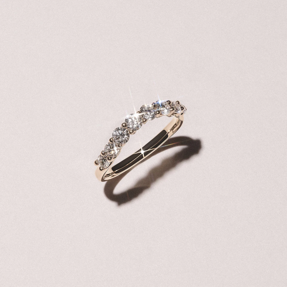 Legacy 0.90ct Round Cut Lab Diamond Half Eternity Ring in 18K Yellow Gold