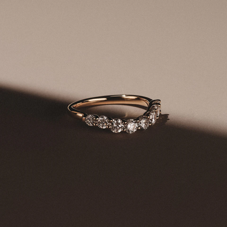 Legacy 0.90ct Round Cut Lab Diamond Half Eternity Ring in 18K Yellow Gold