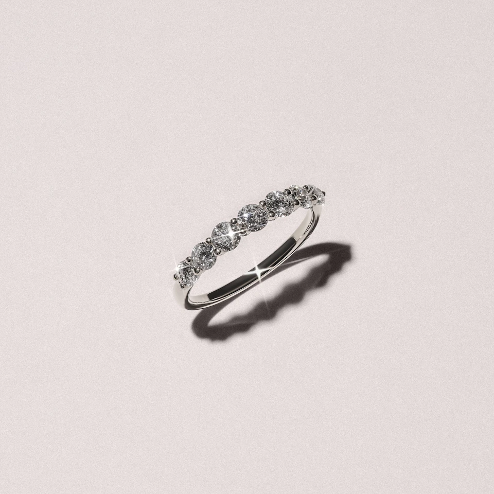 Legacy 1.00ct Round Cut Lab Diamond Half Eternity Ring in 18K White Gold