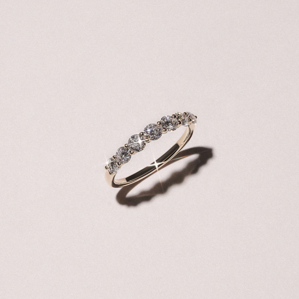 Legacy 1.00ct Round Cut Lab Diamond Half Eternity Ring in 18K Yellow Gold