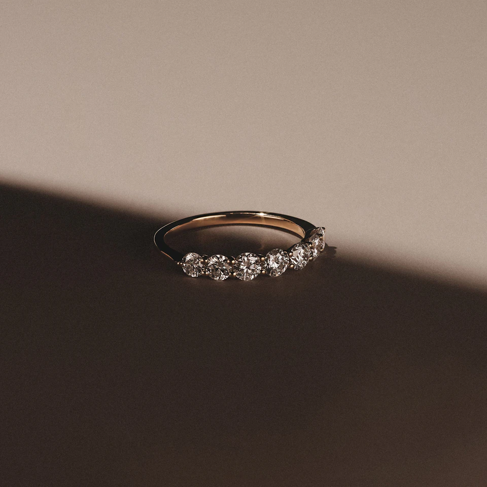 Legacy 1.00ct Round Cut Lab Diamond Half Eternity Ring in 18K Yellow Gold
