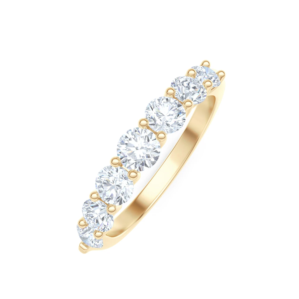 Legacy 1.00ct Round Cut Lab Diamond Half Eternity Ring in 18K Yellow Gold