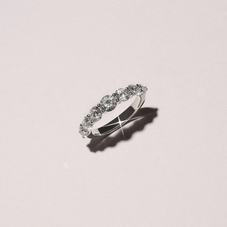 Legacy 2.00ct Round Cut Lab Diamond Half Eternity Ring in 18K White Gold