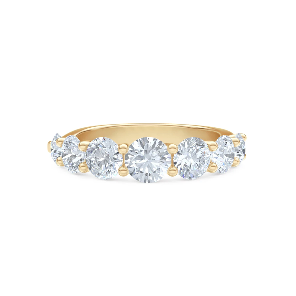 Legacy 2.00ct Round Cut Lab Diamond Half Eternity Ring in 18K Yellow Gold