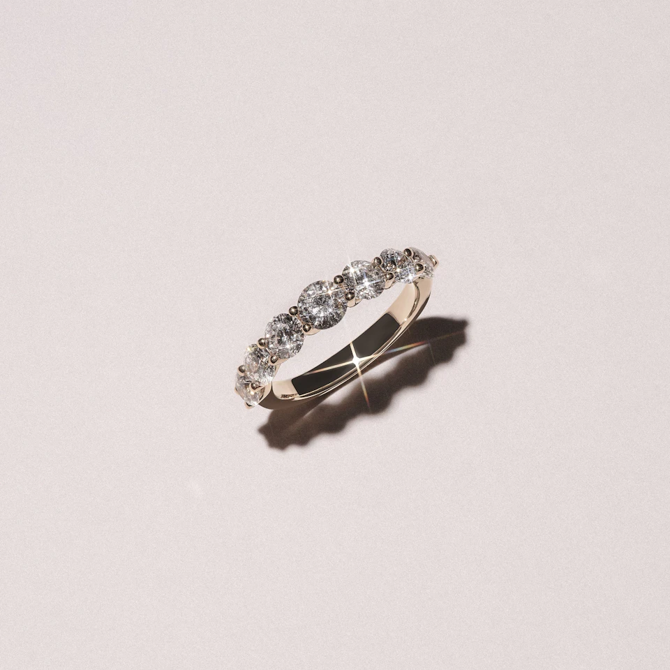 Legacy 2.00ct Round Cut Lab Diamond Half Eternity Ring in 18K Yellow Gold