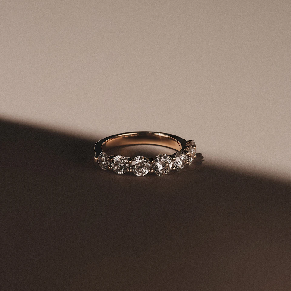 Legacy 2.00ct Round Cut Lab Diamond Half Eternity Ring in 18K Yellow Gold