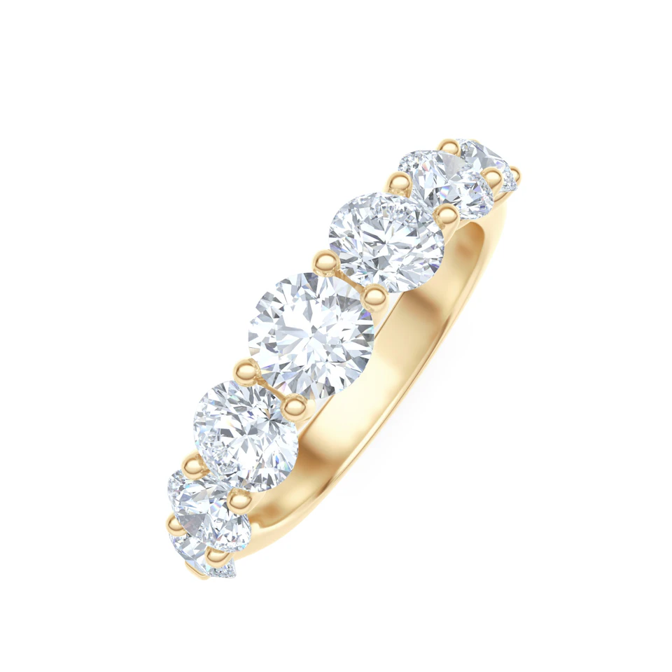 Legacy 2.00ct Round Cut Lab Diamond Half Eternity Ring in 18K Yellow Gold