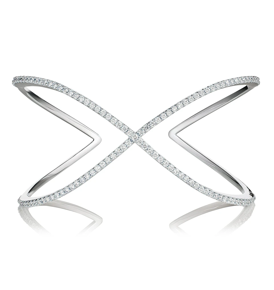 2.00ct Lab Diamond Infinity Cross-over Bangle in 9K White Gold